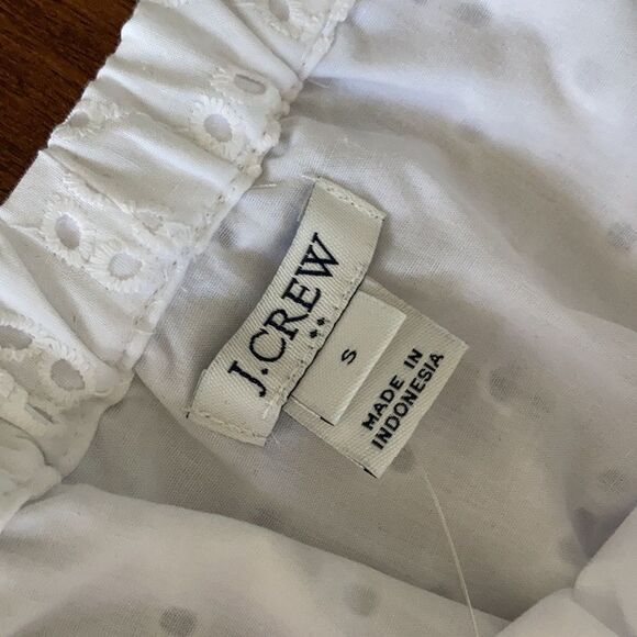 NEW J. Crew White Eyelet Off the Shoulder Dress Small S J0976 Chic Preppy NWT - Picture 8 of 11